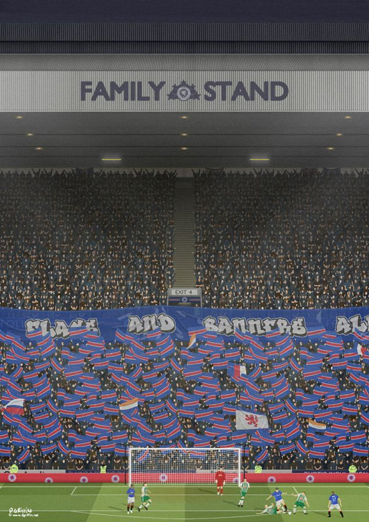 Rangers - Ibrox Flags and Banners Print - North Section