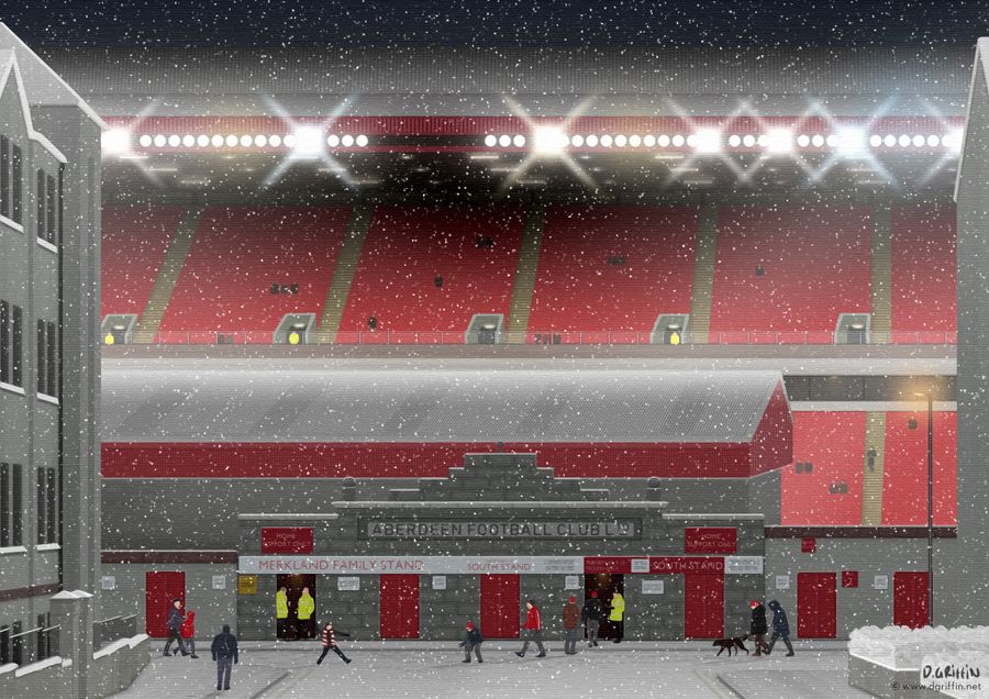 Aberdeen FC Pittodrie Stadium Print Football Art North Section Aberdeen FC Pittodrie Stadium Print Football Art North Section