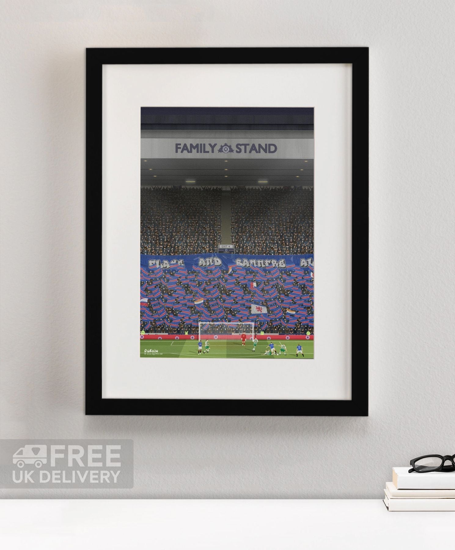 Rangers - Ibrox Flags and Banners Print - North Section